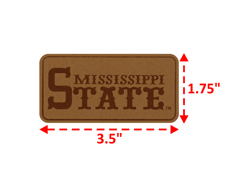 Elegant High End Leather patch die cut image with unique fonts and shapes to create a special appeal Mississippi State TM Name Drop